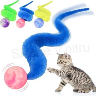 Zábavný skákací, pohybujicí míč, červík pro kočky (T35)