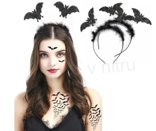 Halloween čelenka do vlasů netopýr (K543)