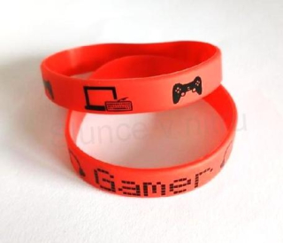 Silikonový náramek herní motiv červený (BC589)