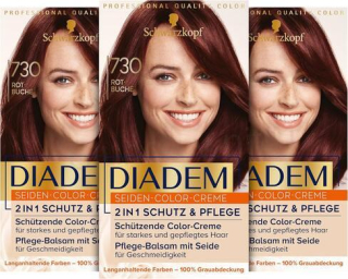 Barva na vlasy DIADEM Hedvábný barevný krém 730 červený stupeň 3 (G63)