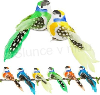 Ozdoba, dekorace barevný ptáček na clipu více barevných variant (V200)