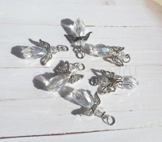 Andílek pro štěstí, talisman AB Swarovski elements bílý (H628)