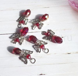Andílek pro štěstí, talisman AB Swarovski elements tmavě červený (H629)