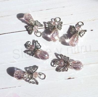 Andílek pro štěstí, talisman AB Swarovski elements růžový (H632)