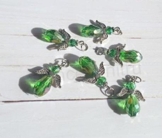 Andílek pro štěstí, talisman AB Swarovski elements zelený (H633)