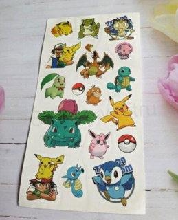 Voděodolné, dočasné tetovaní Pokemon, Pikachu A (E988)