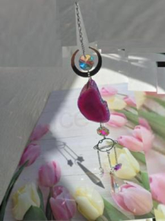 Křišťálový sluneční lapač s achátem (X1854)