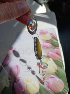 Křišťálový sluneční lapač s achátem (X1855)