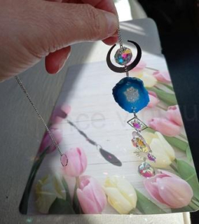 Křišťálový sluneční lapač s achátem (X1856)