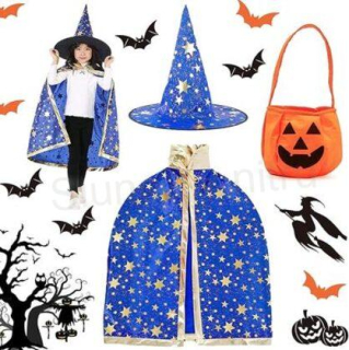 Dětský čaroděj kostým s kloboukem věk 3 - 12 let (W250)