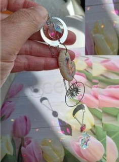 Křišťálový sluneční lapač s achátem (X1859)