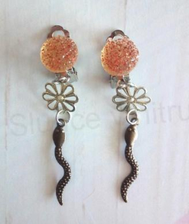 Náušnice klipsy orgonit s hadem (BB854)