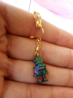 Jemné náušnice klipsny Robot (BB875)