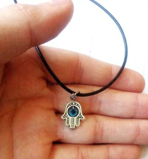 Náhrdelník přívěsek Ruka Fatimy, Hamsa - modré oko (BD906)