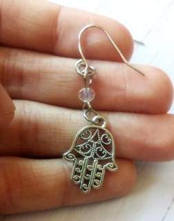 Dlouhé náušnice Ruka Fatimy Hamsa (BB878)