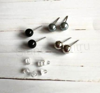 Puzetové náušnice s perlou více barev - 3 páry (BB883)