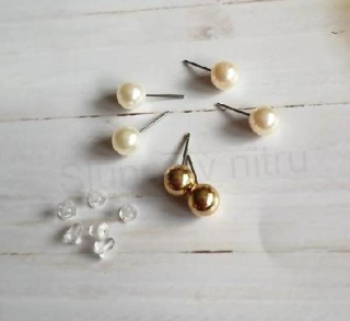 Puzetové náušnice s perlou více barev - 3 páry (BB884)