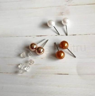 Puzetové náušnice s perlou více barev - 3 páry (BB885)