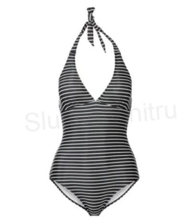 Dámské jednodílné plavky pruhované, vázání za krkem velikost 44 (K592)
