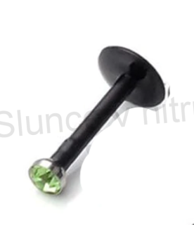 Piercing Labreta do nosu,tělo se zirkonem zelená 10 mm (BB14)