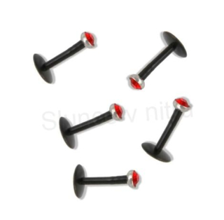 Piercing Labreta do nosu,tělo se zirkonem červená 10 mm (BB14)
