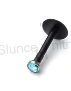 Piercing Labreta do nosu,tělo se zirkonem světle modrá 10 mm (BB14)