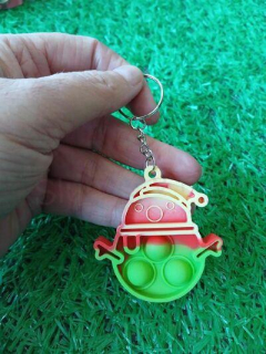 Klíčenka, přívěšek na klíče Fidget s Pop it Toys Sněhulák zelený (D1106)