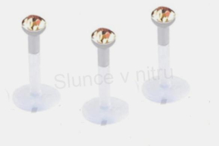 Piercing Labreta do nosu,tělo se zirkonem hnědo béžová (BB15)