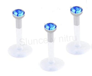 Piercing Labreta do nosu,tělo se zirkonem modrá (BB15)