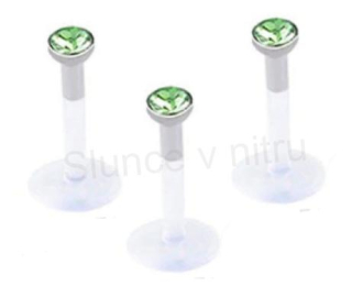 Piercing Labreta do nosu,tělo se zirkonem zelená (BB15)
