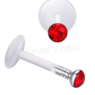 Piercing Labreta do nosu,tělo se zirkonem červená (BB15)