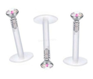 Piercing Labreta do nosu se zirkonem bílá duhová (BB15)