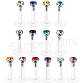 Piercing Labreta do nosu,tělo se zirkonem barva bílá mix (BB15)