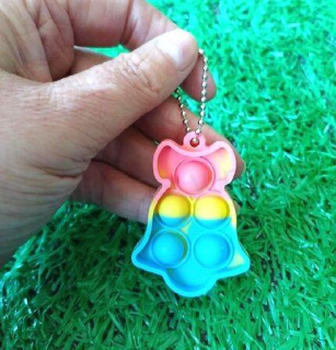 Klíčenka, přívěšek na klíče Fidget s Pop it Toys Zvonek modrý (D1108)