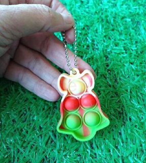 Klíčenka, přívěšek na klíče Fidget s Pop it Toys Zvonek zelený (D1108)