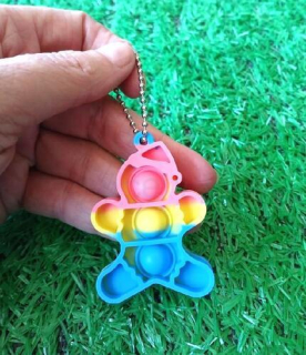 Klíčenka, přívěšek na klíče Fidget s Pop it Toys perníček modrý (D1110)