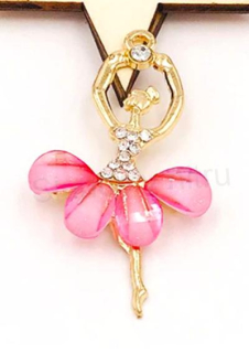 Přívěsek baletka, tanečnice s pryskyřicí a kamínky | 5,9 x 3 cm růžový (AA340)