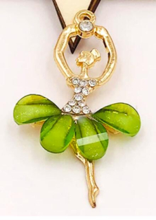 Přívěsek baletka, tanečnice s pryskyřicí a kamínky | 5,9 x 3 cm zelený (AA341)