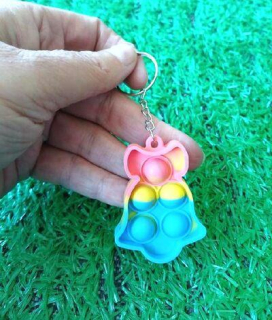 Klíčenka, přívěšek na klíče Fidget s Pop it Toys Zvonek modrý (D1117)