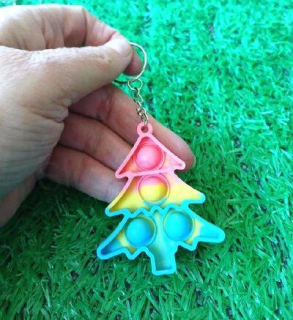 Klíčenka, přívěšek na klíče Fidget s Pop it Toys stromeček modrý (D1118)