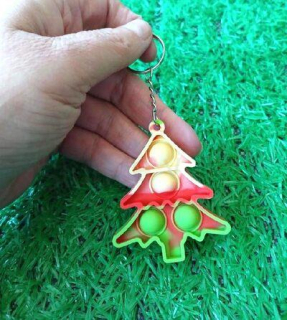 Klíčenka, přívěšek na klíče Fidget s Pop it Toys stromeček zelený (D1118)