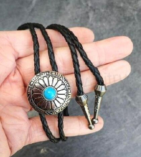 Bolo kravata s květinovým vzorem a tyrkysovým kamenem (BD911)