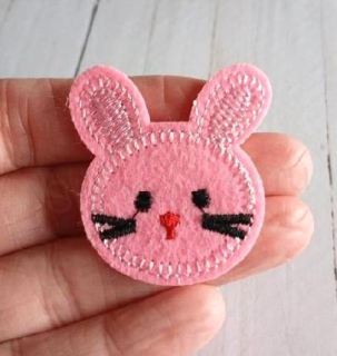 Nášivka, nažehlovačka králíček, zajíček růžový 4,4 x 4 cm (C782)