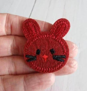 Nášivka, nažehlovačka králíček, zajíček červený 4,4 x 4 cm (C783)
