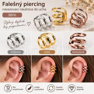 Falešný piercing, nasazovací náušnice do ucha více barev (BB16)
