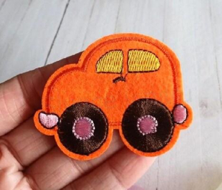 Nášivka auto, autíčko oranžový 6,6 x 5,5 cm (C791)