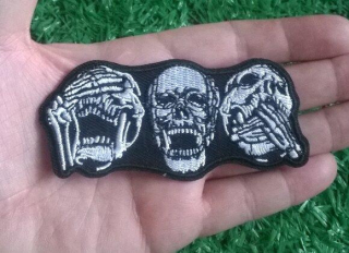 Moto nášivka 3 x Skull 9,3 x 4,3 cm (C775)