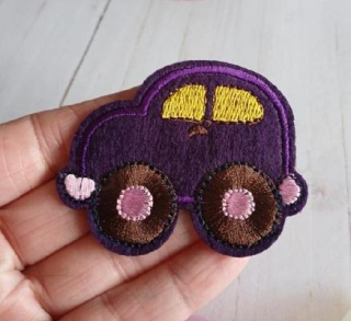 Nášivka auto, autíčko fialové 6,6 x 5,5 cm (C797)