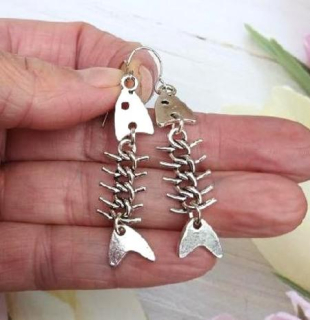 Visací náušnice rybí kůstka (BB894)