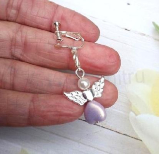 Visací náušnice klipsy - šroubovací s andělem (BB895)